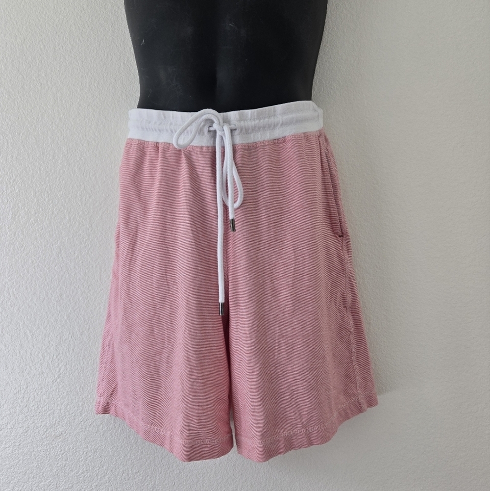 Daniel‎ Buchler Modal Blend Elastic Drawstring Shorts Pink & White Size Medium